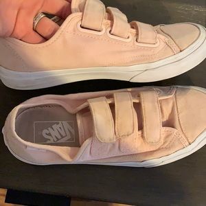 Baby pink Velcro vans
